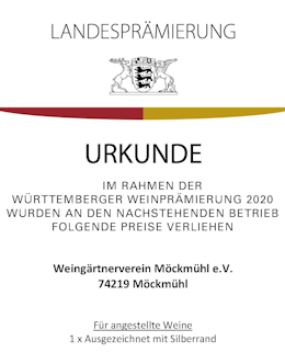 Urkunde 2020 - Weingrtnerverein Mckmhl