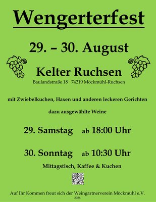 Plakat Wengerterfest 2026 – Kelter Ruchsen
